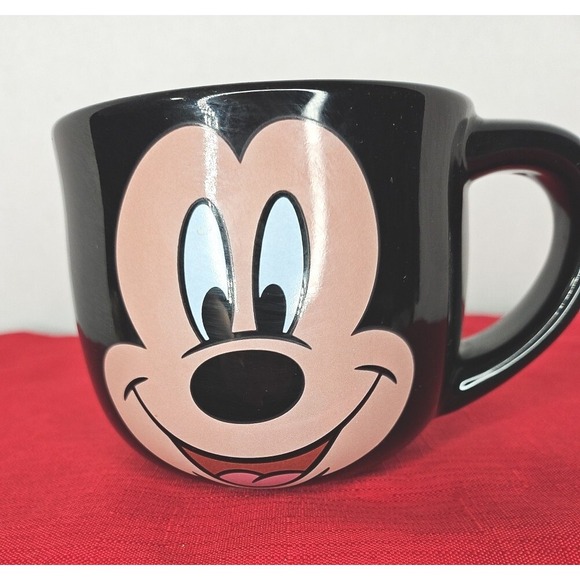 Disney Store Coffee Mug Large Mickey Mouse Face Black Double Sided Ceramic Cup - Picture 5 of 7